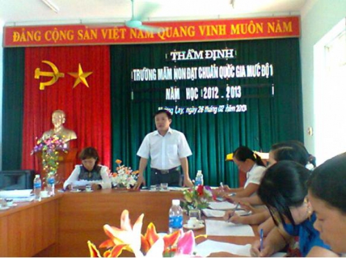 GDMN- Thị xã Mường Lay thẩm định trường mầm non 19/5  đạt chuẩn quốc gia mức độ 1